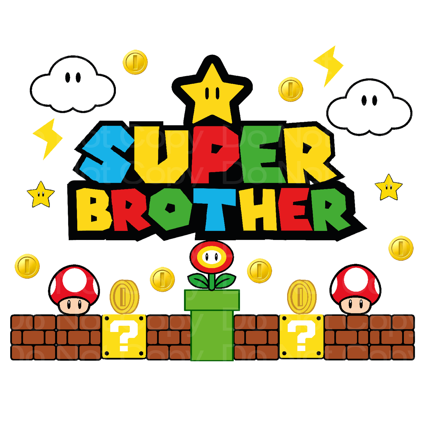 Super Brother Gamer Birthday Family Matching Transfer Film 03017