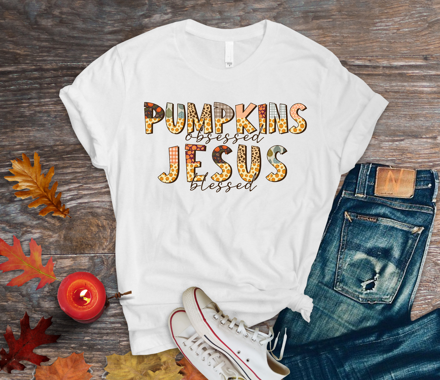 Pumpkin obsessed Jesus Blessed DTF Transfer Film 9100