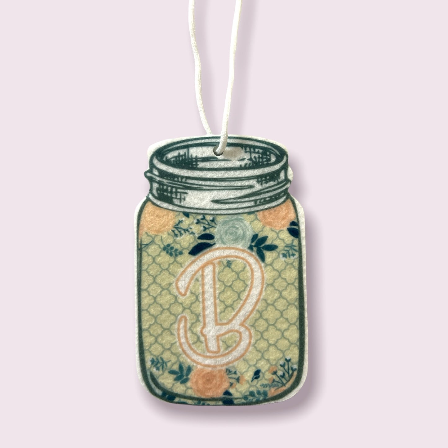 Mason Jar Air Freshener Initial Floral