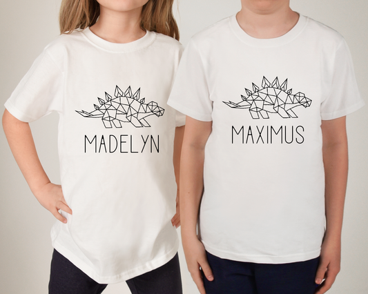 Personalized Geo Stegosaurus Dinosaur with Name Youth Tee