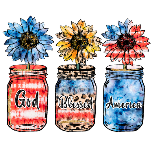 4th of July Sunflower Mason Jars Transfer Film 1619