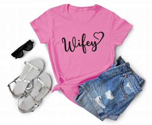 Wifey Heart Script Adult Cotton T-shirt