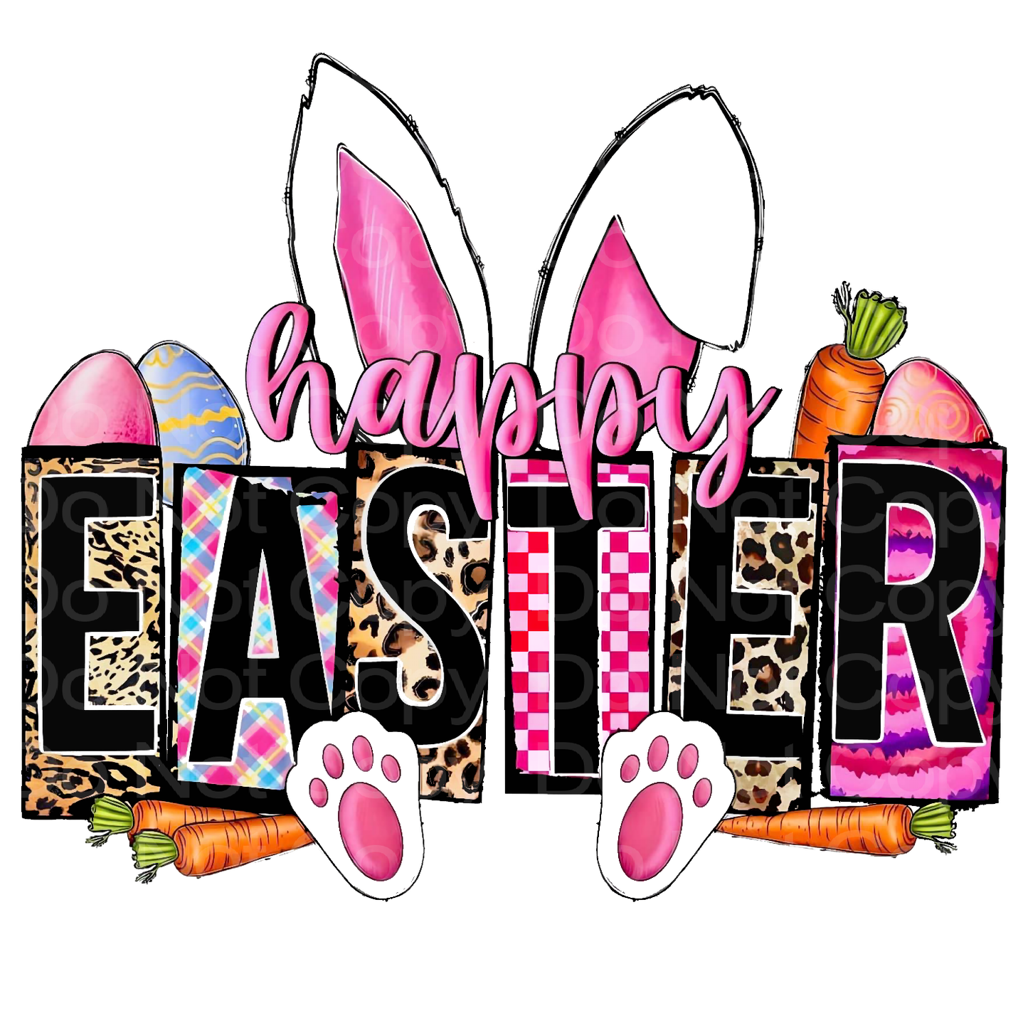 Happy Easter Bunny Ears Transfer Film 2491