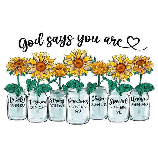 Sunflower mason jars God Says.. Transfer Film 1535