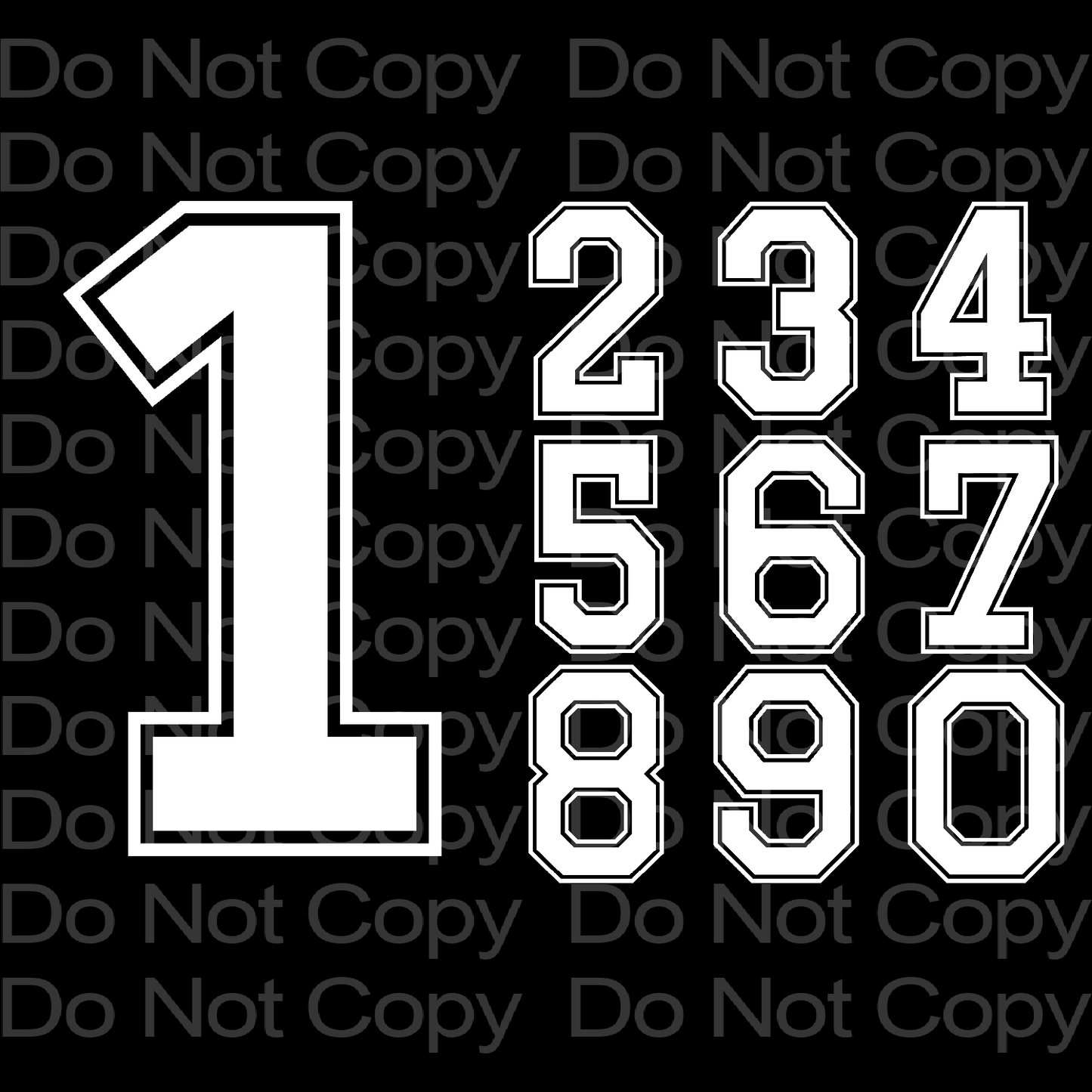 Varsity White Number Transfer Film 3026