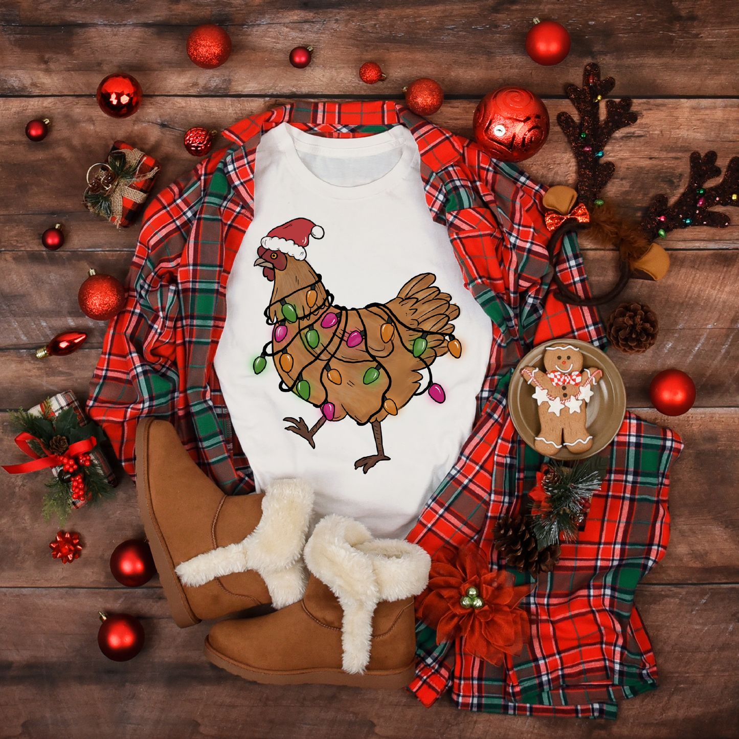 Christmas Chicken Women's White Tee