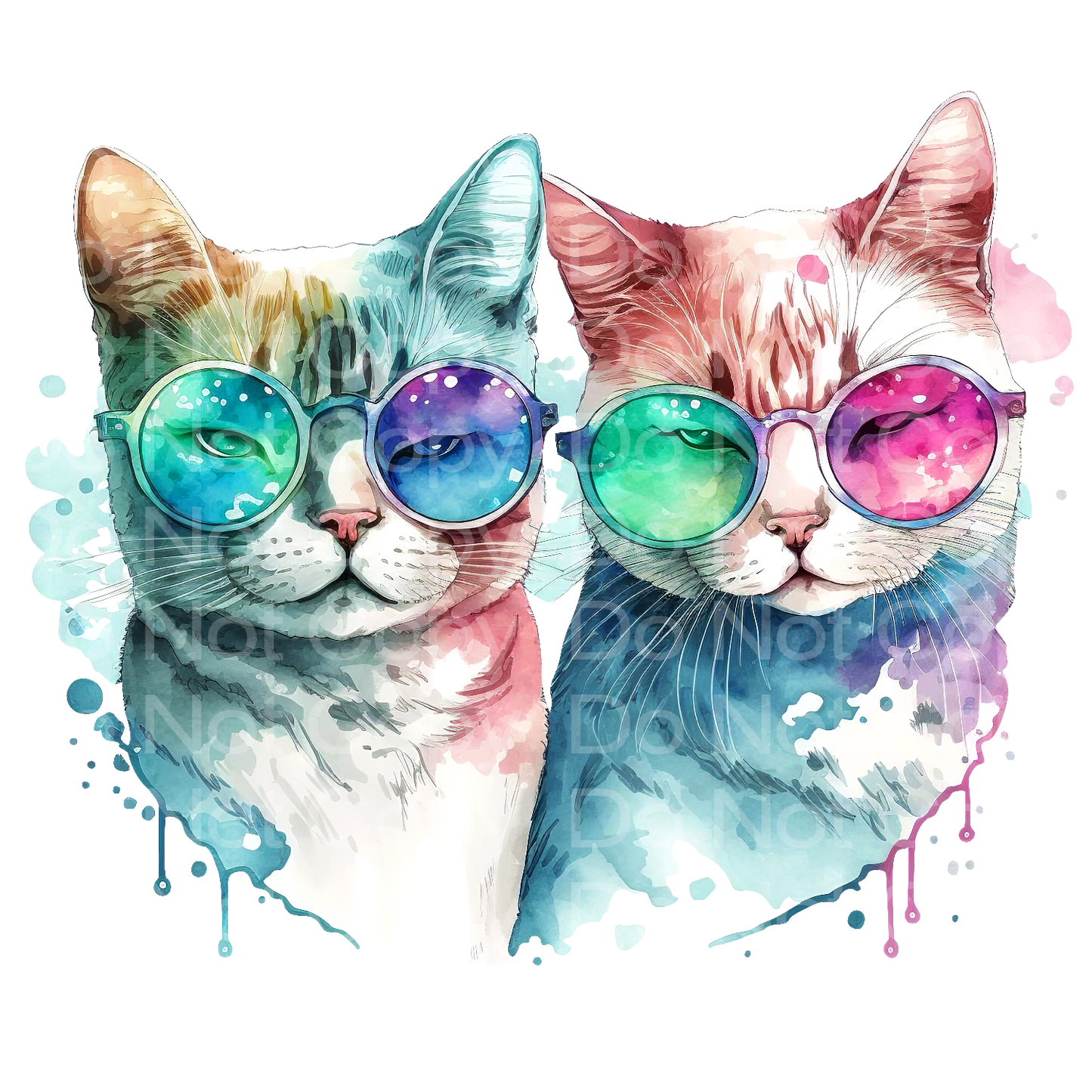Colorful Watercolor Cats Transfer Film 1062