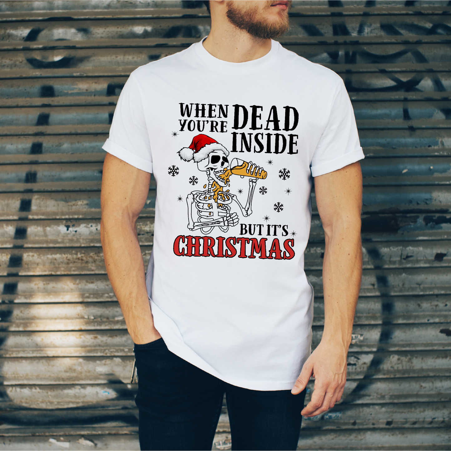 Christmas When your Dead Inside Men's White Tee