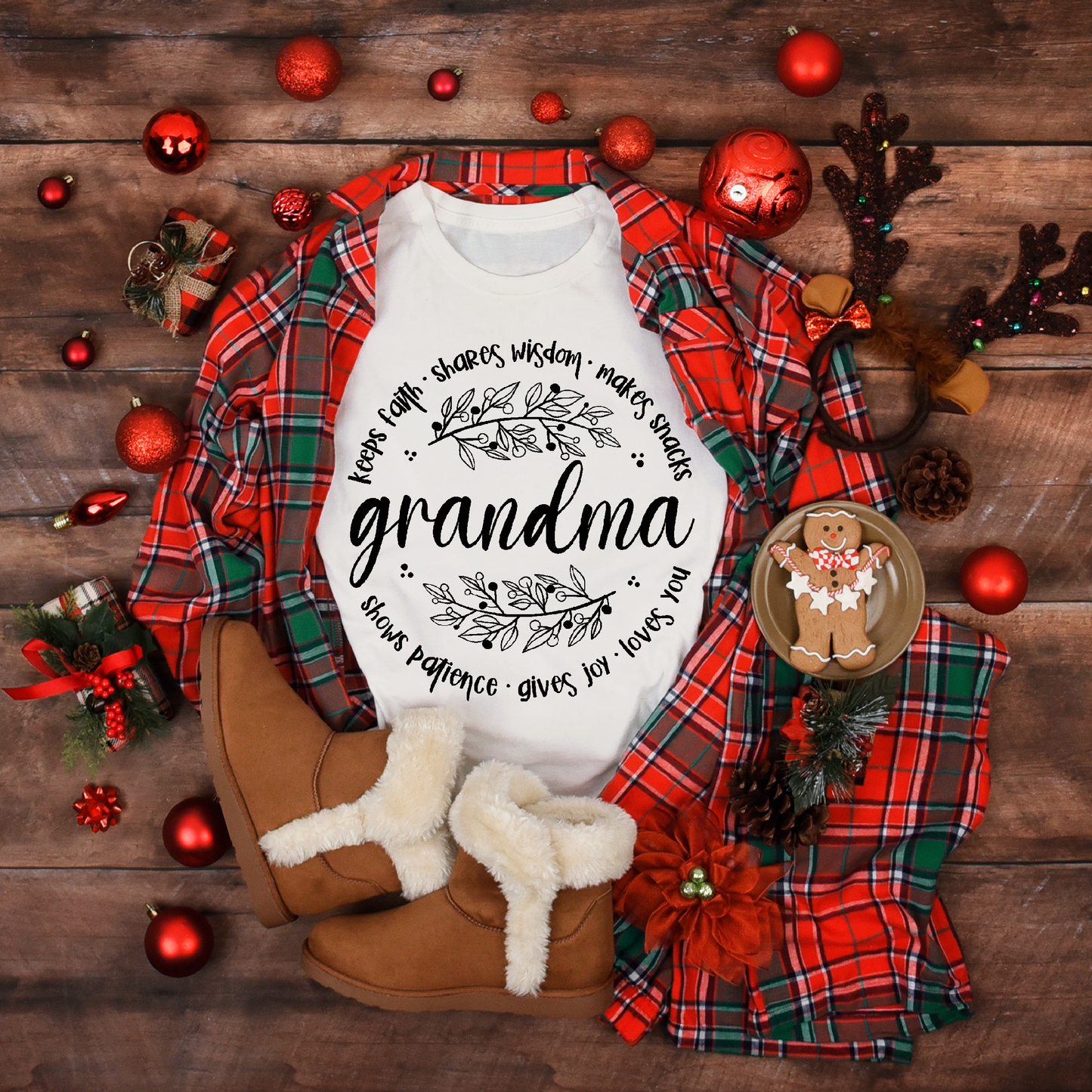 Christmas Grandma Women's White Tee