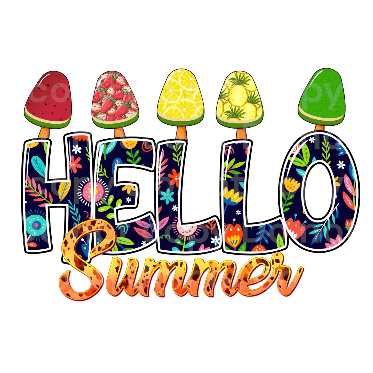 Hello Summer Popsicles Transfer Film 1725