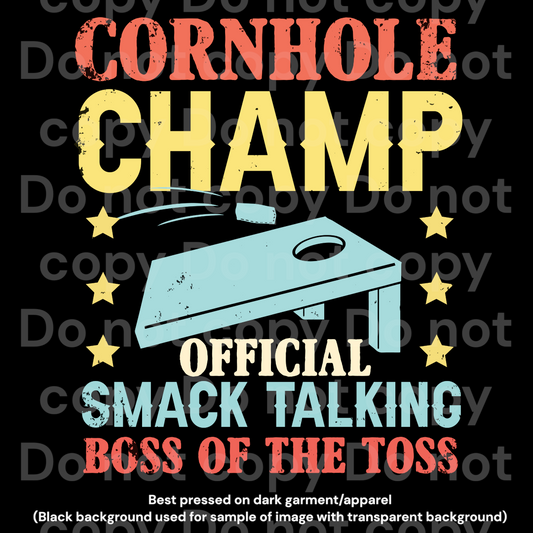 Corn hole Champ Transfer Film 1700