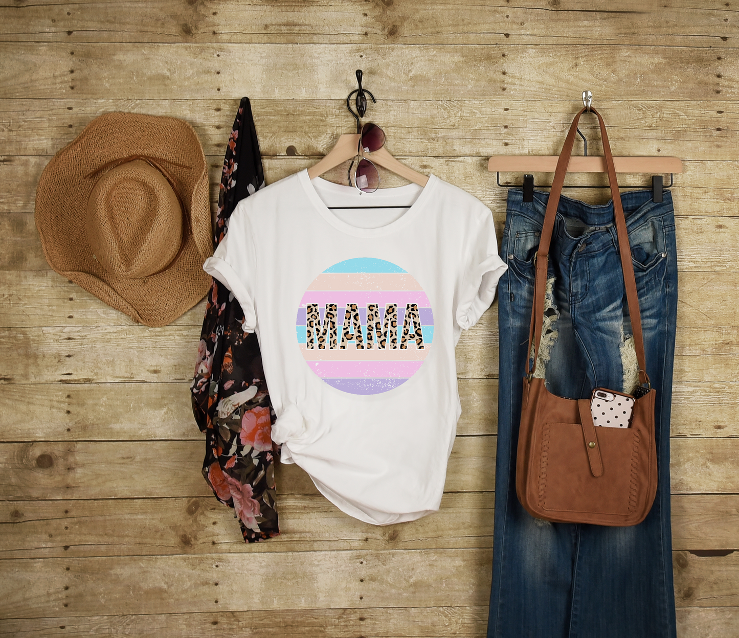 Light Retro Mama Adult Cotton T-shirt