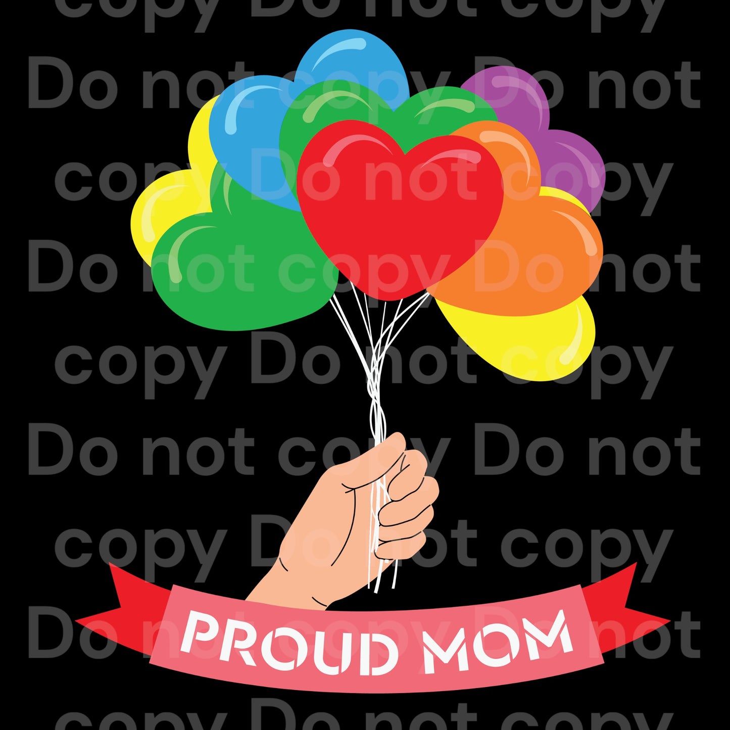Rainbow Balloons Proud Mom Transfer Film 10008