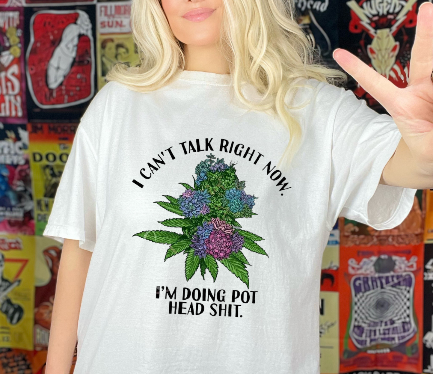 I can’t talk right now, I’m doing pot head shit Adult Cotton T-shirt