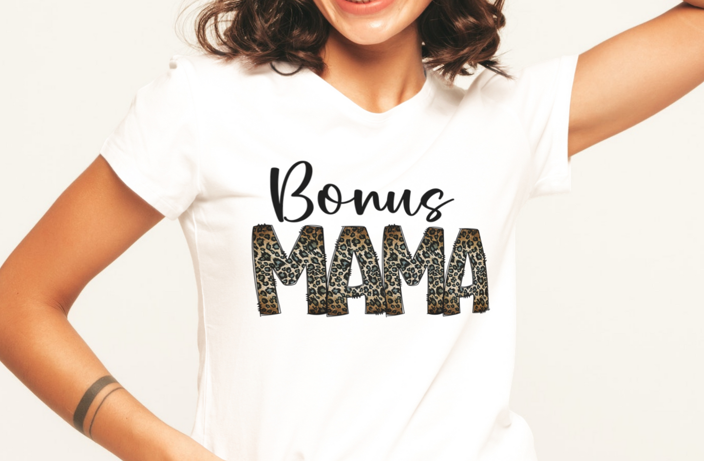 Leopard Bonus Mama Adult Cotton T-shirt